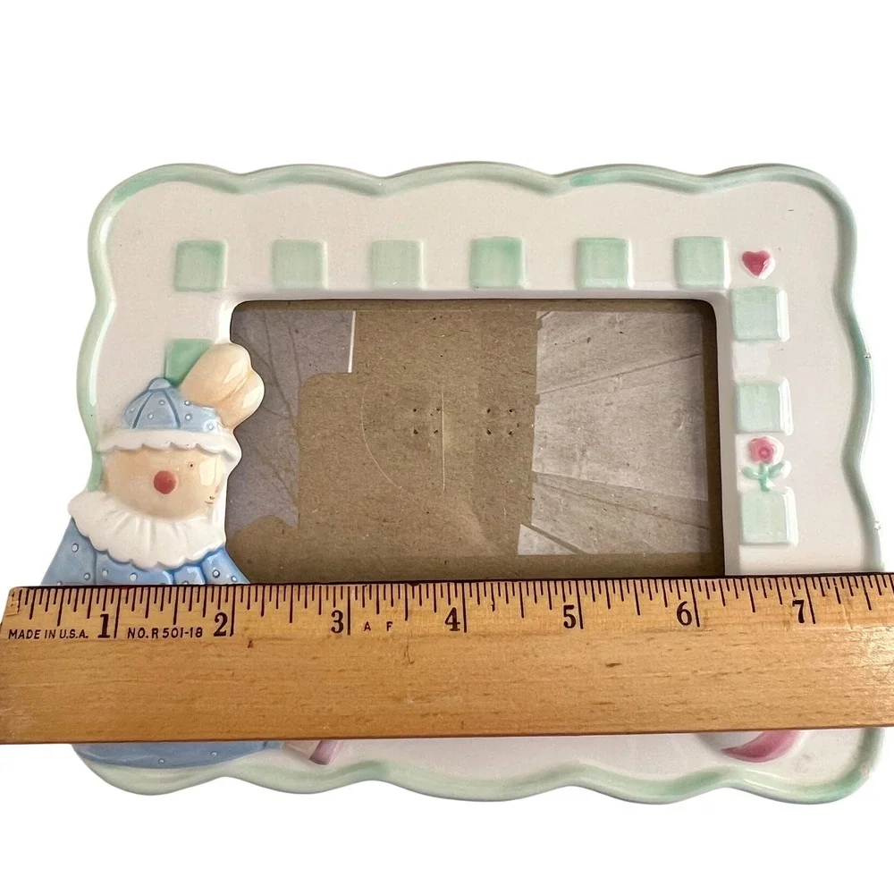 Picture Frame Ganz Ceramic Bunny 4x6 Nursery Decor Garden Theme Mint Green